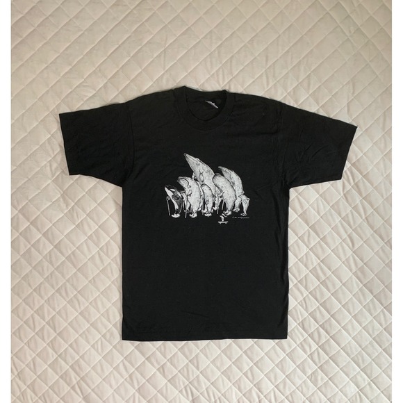 American Vintage Other - VTG 80s Whale Graphic T Sz L‎ Single Stitch Nature Tom Ingram Jim Morris rare